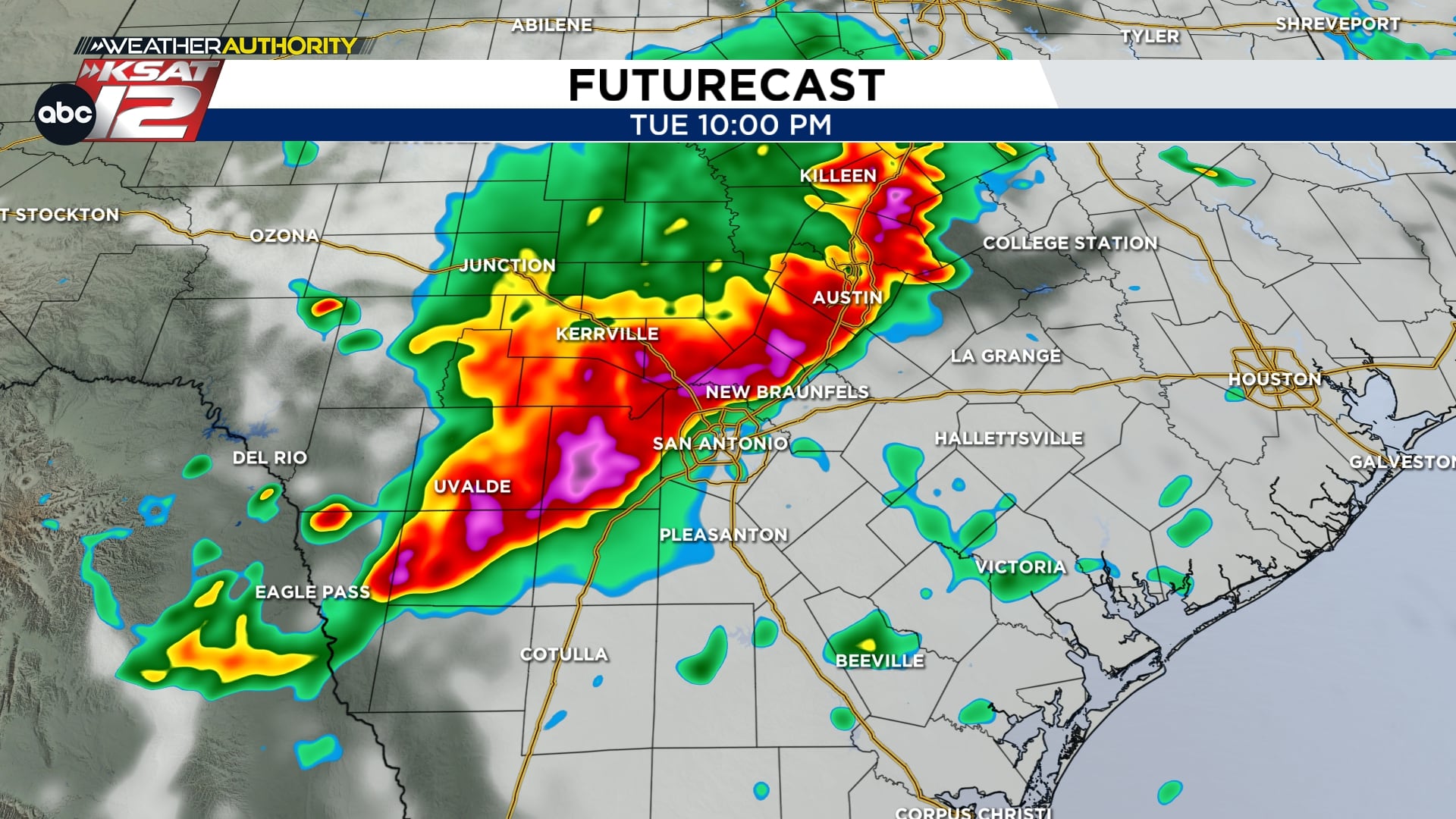 Future radar at 10pm Tuesday (5/18) night.
