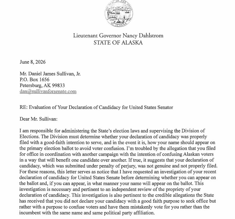 Alaska Lt Gov Investigates Senate Candidate