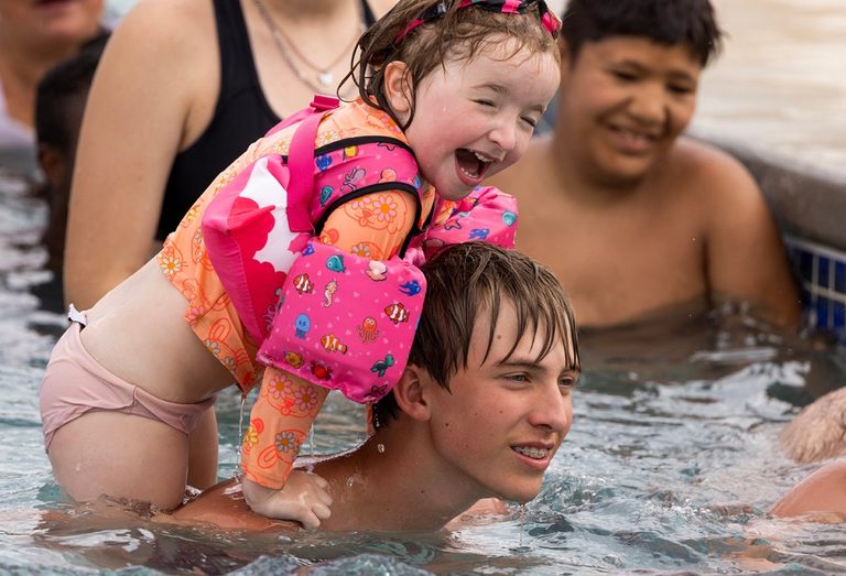 Casper Hosts Family Pool Party