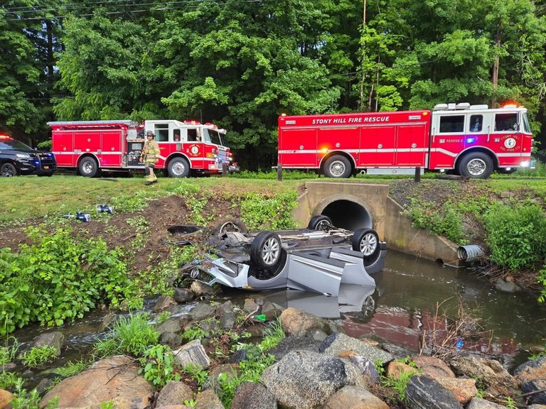 Driver Rescued After Crashing Into River