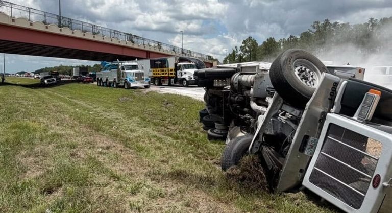 Dump Truck Overturns On I 75 In Hillsborough County