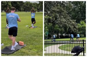 England Soccer Players Relax In Prairie Village