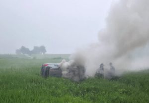 Four Heroes Rescue Driver In Burning Vehicle