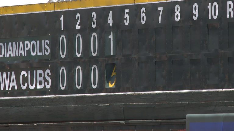 Iowa Cubs Hand Operated Scoreboard