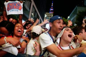 Knicks Fans Celebrate Nba Championship