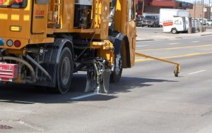 Overnight Road Striping Begins In Jackson Wyoming