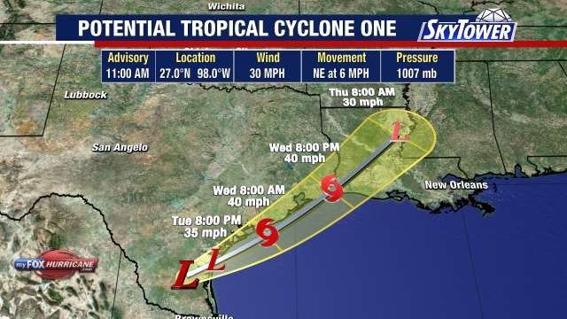 Potential Tropical Cyclone One Heads Toward Gulf