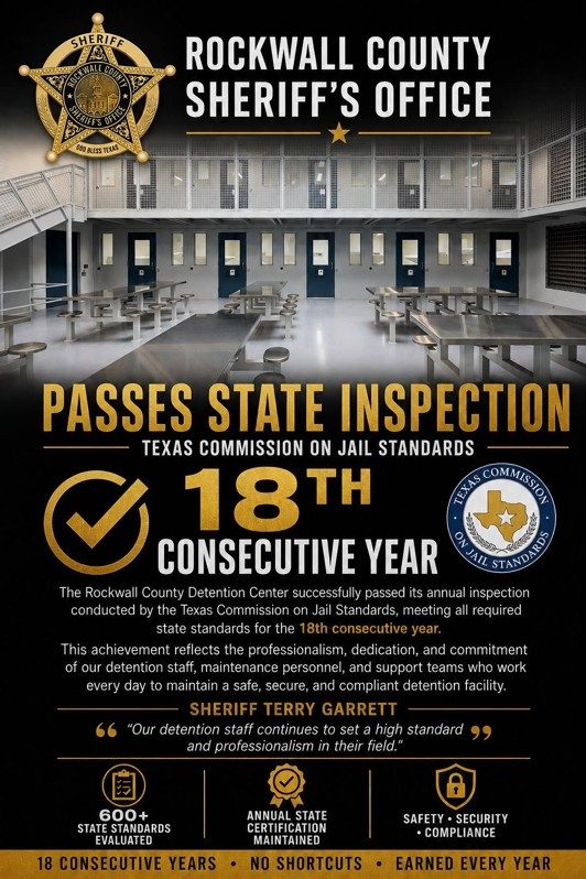 Rockwall County Detention Center Passes State Inspection