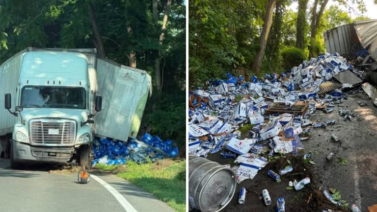 Tractor Trailer Overturns In Salisbury