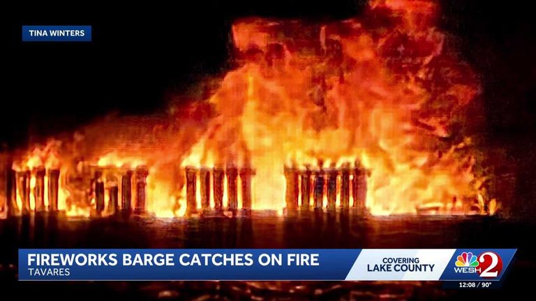 Barge Fire During Tavares July 4 Celebration
