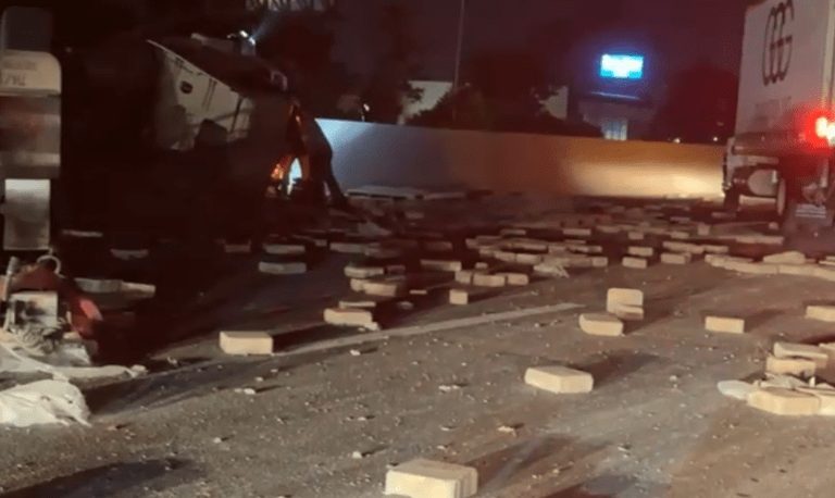 Bricks Scattered On 101 Freeway After Tarzana Crash