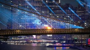 Brooklyn Bridge Fire During Nyc Fireworks