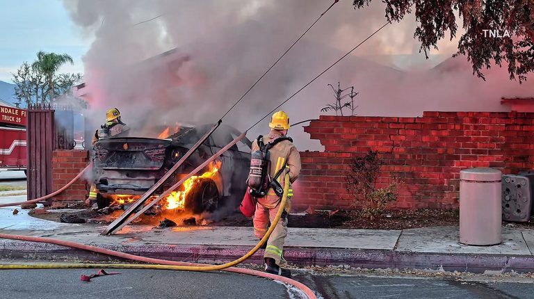 Car Crashes Into Glendale Home Catches Fire