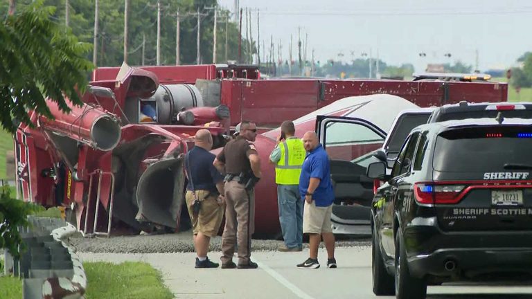 Concrete Truck Flips On State Road 62