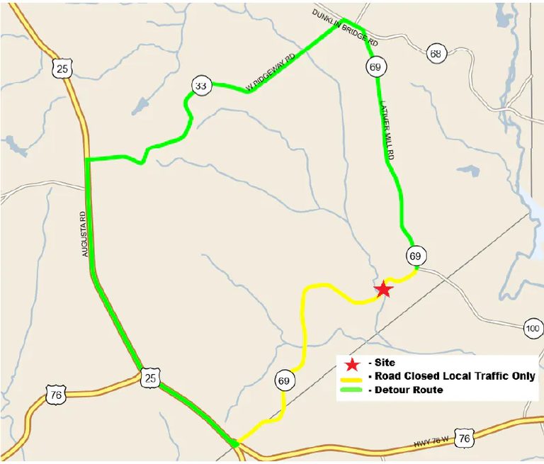 Greenville County Bridge Closed