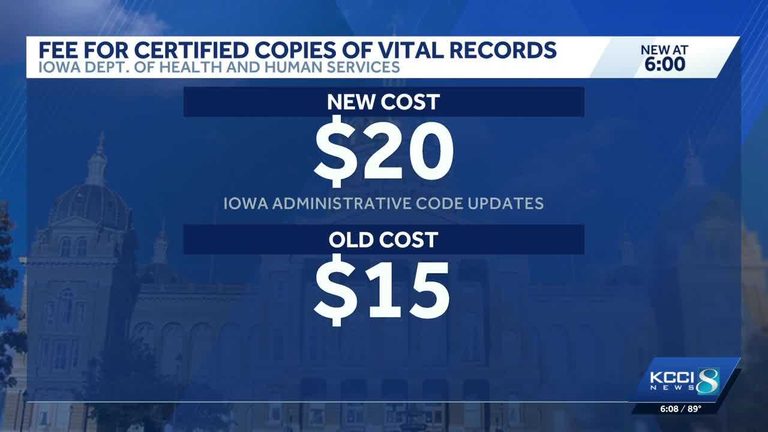 Iowa Raises Vital Records Fees