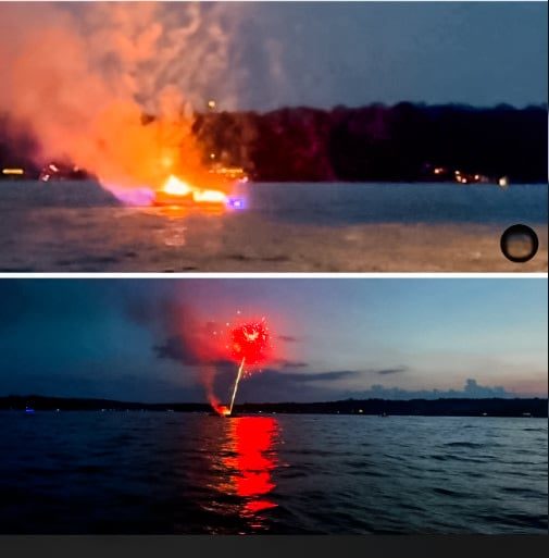Lake Martin Fireworks Platform Catches Fire