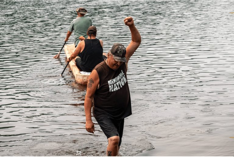 Menominee Community Launches Traditional Dugout Canoe