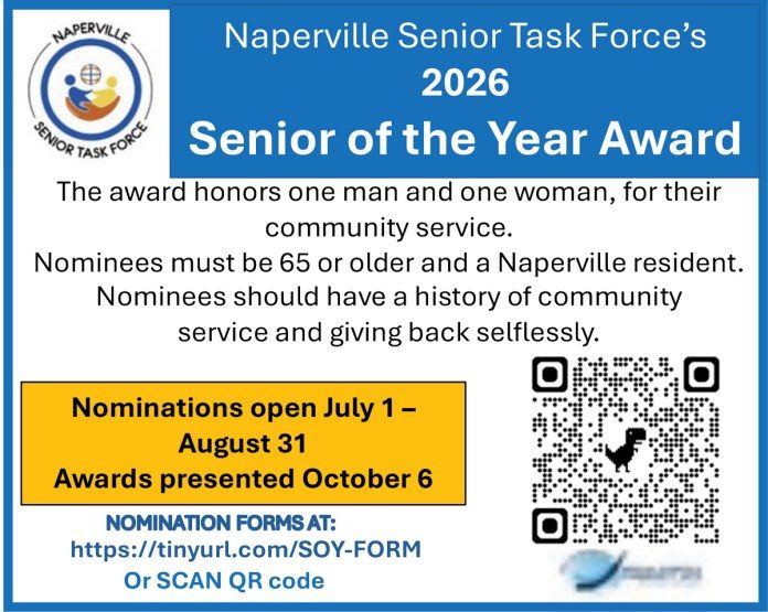 Naperville Seeks Senior Of The Year Nominations