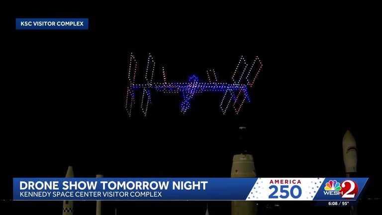 Patriotic Drone Show At Kennedy Space Center