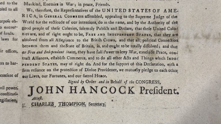 Rare Declaration Of Independence Found