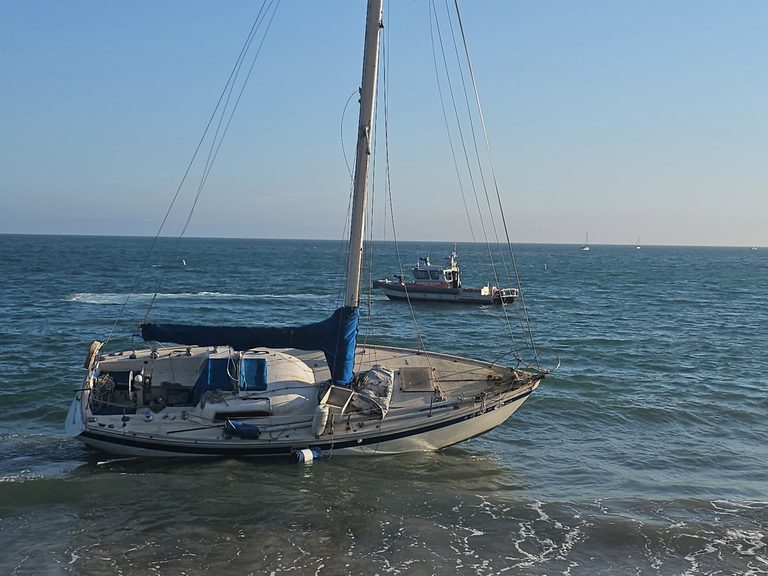 Sailboat Runs Aground In Montecito