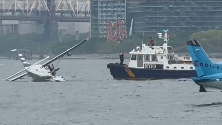 Seaplane Makes Rough Landing In Nyc