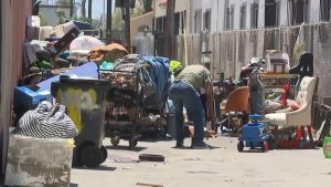 South La Alley Filled With Trash From Homeless Encampment