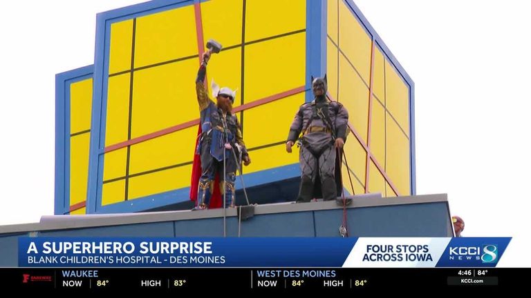 Superhero Window Washers Visit Hospital