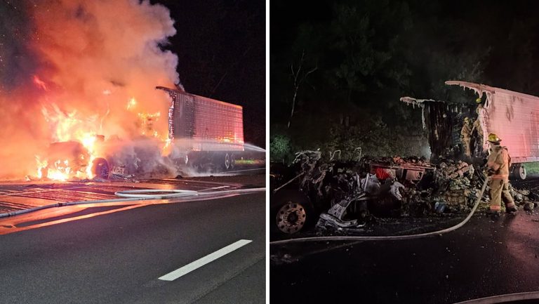 Tractor Trailer Fire On I 84 East In Southington