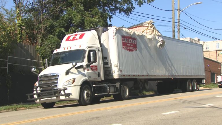 Truck Stuck Under Peace Street Bridge In Raleigh
