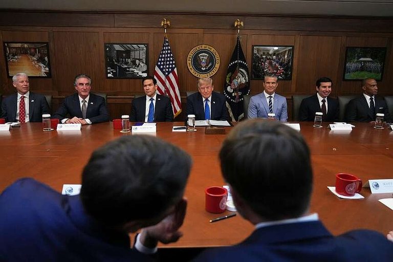Trump Holds Cabinet Meeting At Camp David
