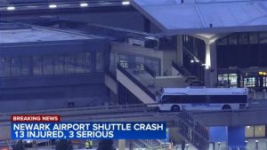 13 Injured When Airport Shuttle Bus Crashes At Newark Liberty International