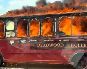 Deadwood Trolley Catches Fire On I 90