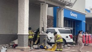 Driver Crashes Into Person Parked Car And Pillar At Falcon Walmart