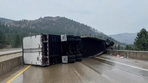 Eastbound I 80 Closed Near Floriston After Semi Truck Overturns