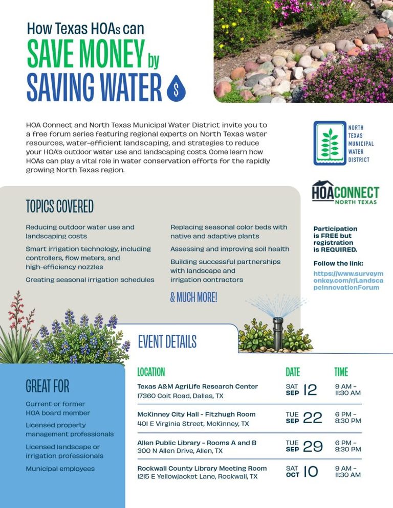 Hoa Connect And Ntmwd Host Free Water Conservation Forums Across North Texas