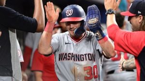 Jacob Young S Spectacular Wall Jump Catch Highlights Nationals Loss To Marlins