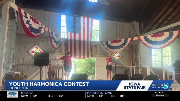 Kids Delight Crowd At Pioneer Hall Harmonica Contest During Iowa State Fair