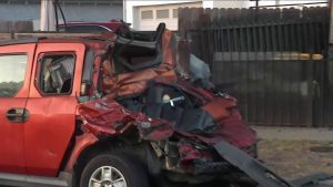 Lapd Pursuit In South Los Angeles Ends With Driver Crashing Into Parked Cars