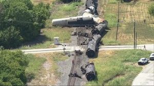 Mansfield Fire Dept Responds To Union Pacific Train Derailment And Grass Fire
