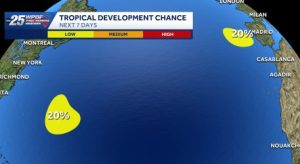 National Hurricane Center Monitors Two Low Pressure Systems In Atlantic Near Eur