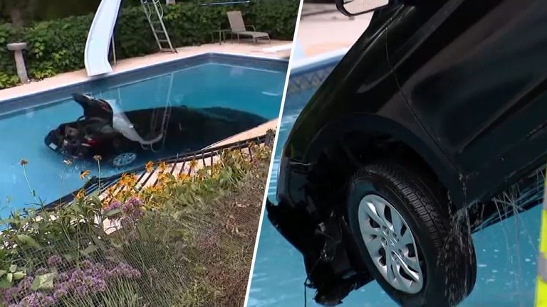 Northborough Resident S Car Ends Up In Neighbor S Pool After Brake Failure