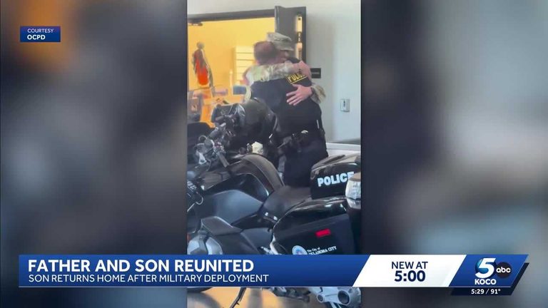 Oklahoma City Police Officer Surprises His Dad With A Deployment Homecoming