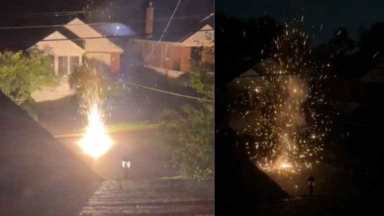 Power Line Sparks Explodes In Oakley