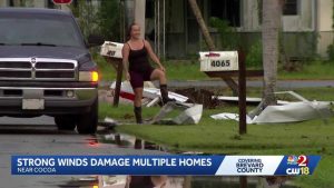 Strong Winds Rip Roofs Awnings From Homes Near Cocoa Florida