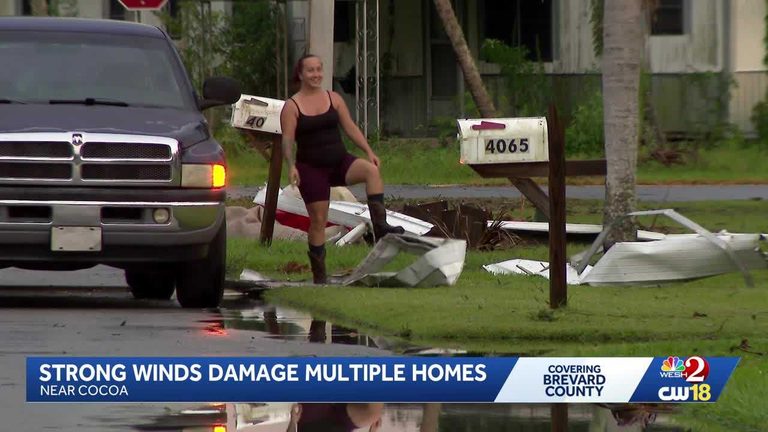 Strong Winds Rip Roofs Awnings From Homes Near Cocoa Florida