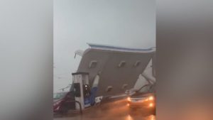 Tornado Warned Storms Damage Gas Station