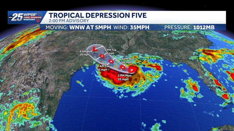 Tropical Depression Five Moves Across The Northern Gulf Of Mexico