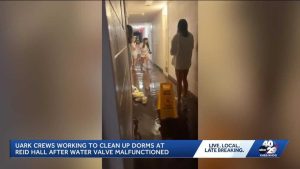 University Of Arkansas Students Return To Reid Hall After Overnight Flood Evacua